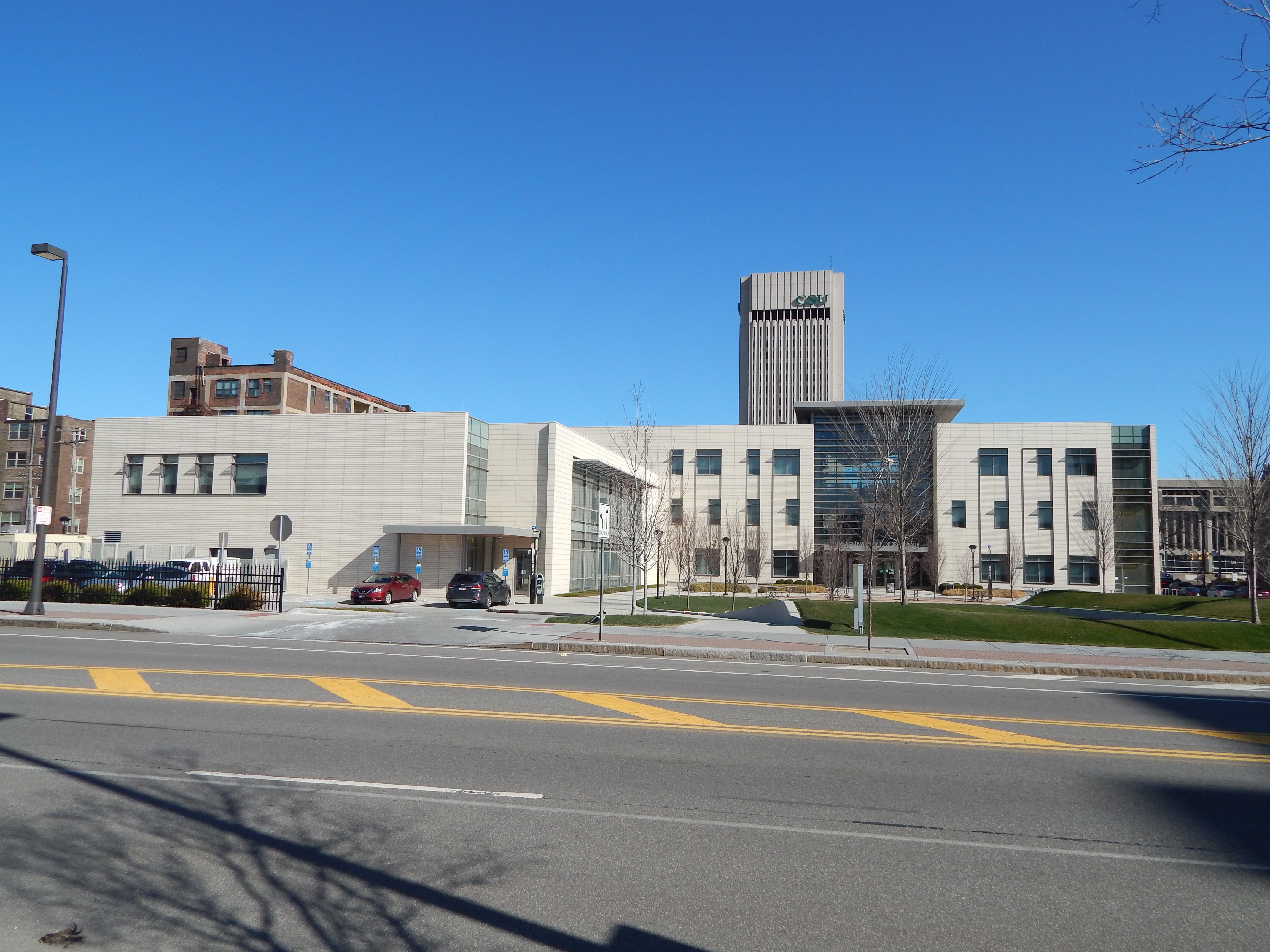 Parking Lot of Speech and Hearing Clinic as seen from Prospect