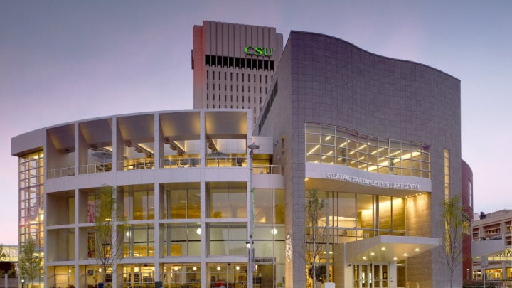 CSU Student Center at dusk