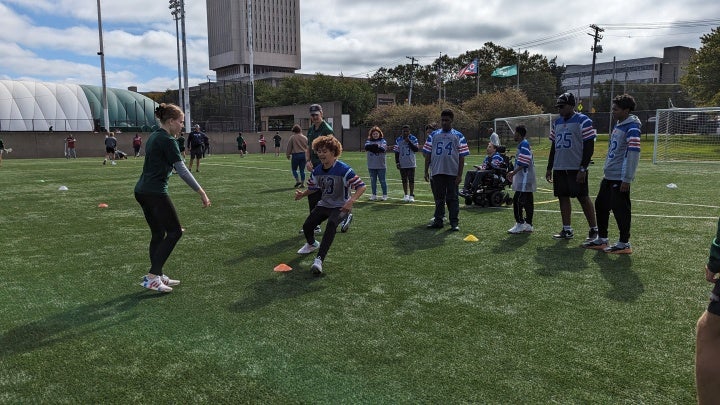 Special olympics unified athletes practicing