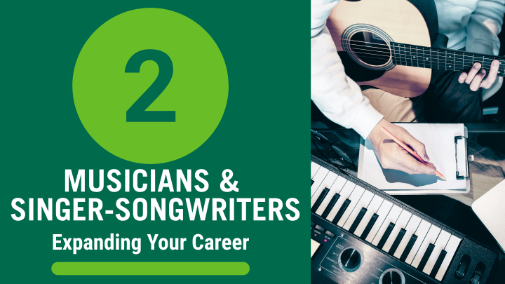 An image with the number 2 and "musicians & singer-songwriters"