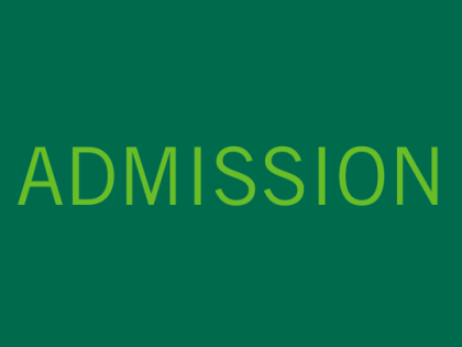 Image with the word 'admission' in light green font on a dark green background