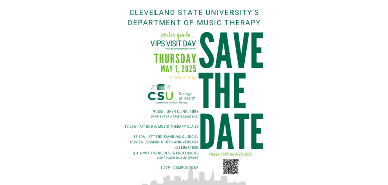 An image with a save the date for the very important prospective student day at cleveland state university